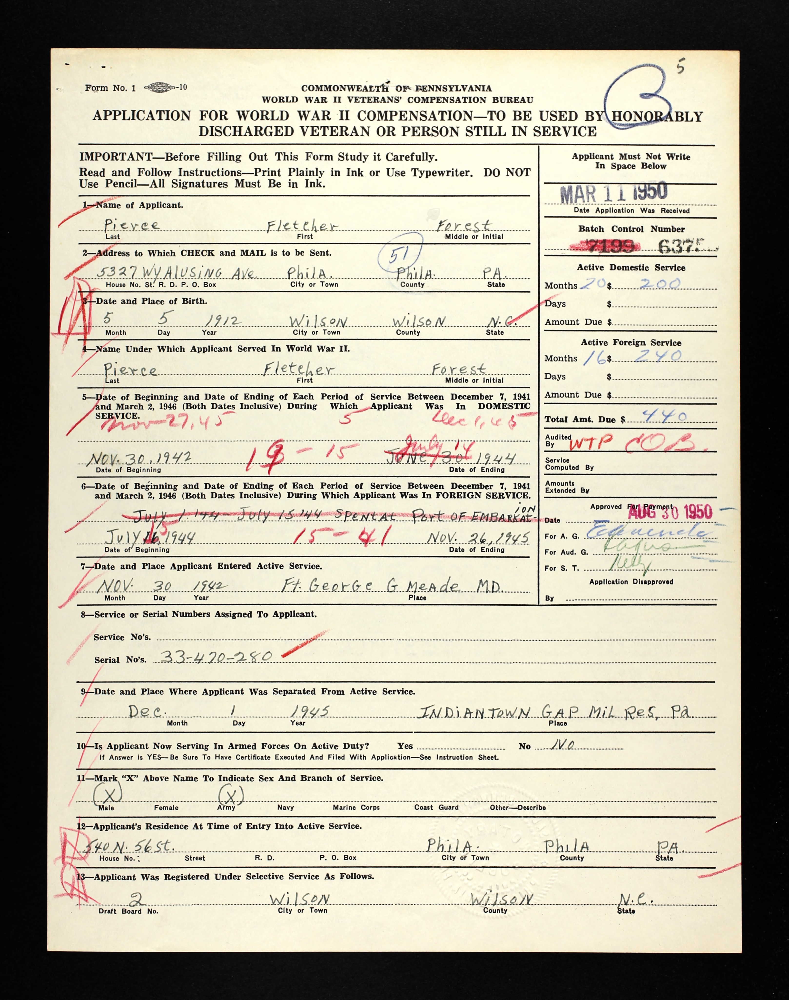 The obituary of Fletcher F. Pierce of Philadelphia, Pennsylvania