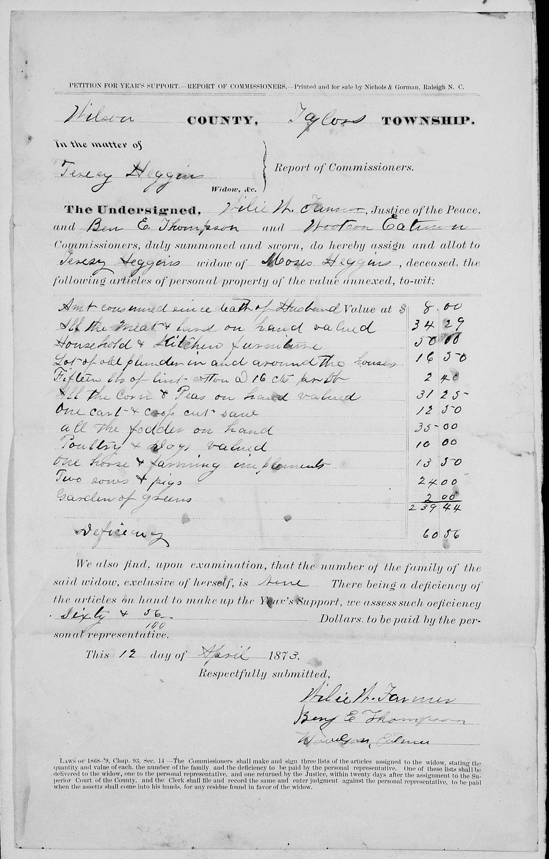 The estate of Moses Hagans. Black WideAwake