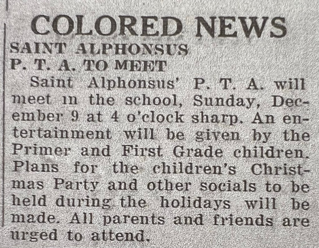 Saint Alphonsus P.T.A. meets to discuss holiday plans. | Black Wide-Awake